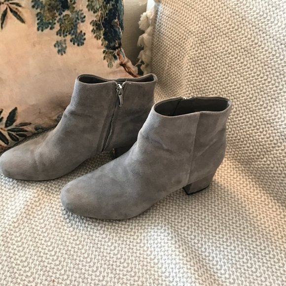 Sam Edelman Edith Grey Suede Block Heel Booties - Picture 6 of 13
